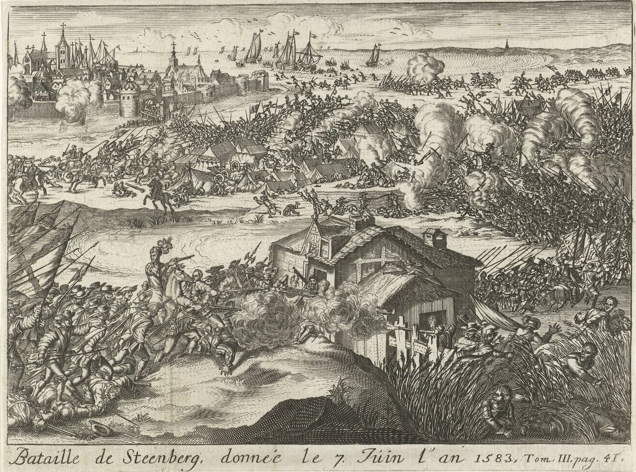 Steenbergin taistelu, annettu 7. kesäkuuta 1583 (otsikko esineessä) tekijältä Lamberecht Causé