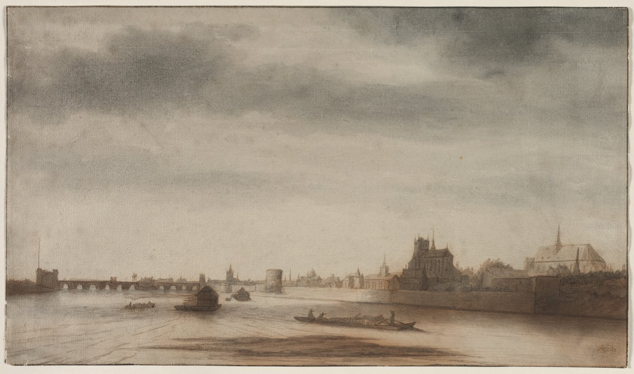 Näkymä Orléansiin Loire-joelta, n. 1670. tekijältä Lambert Doomer