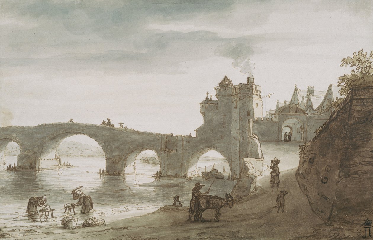 Silta Loiren yli Amboisessa, 1640-luku tekijältä Lambert Harmensz Doomer