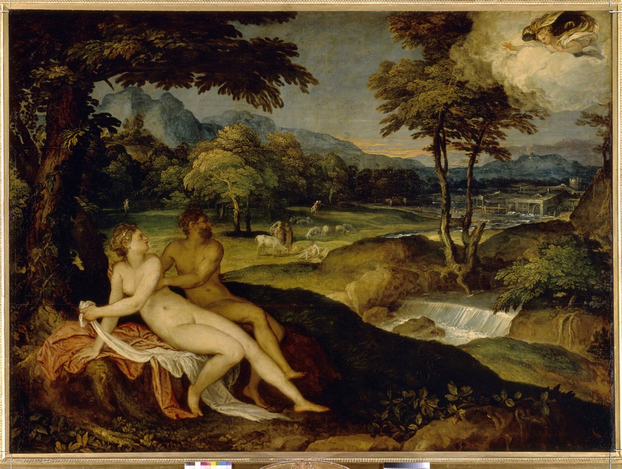 Jupiter ja Io. Lambert Sustrisin maalaus (1515 tai 1520 - vuoden 1591 jälkeen), öljy kankaalle, vuosilta 1558-1563. Italialainen taide (Venetsia) tekijältä Lambert Sustris