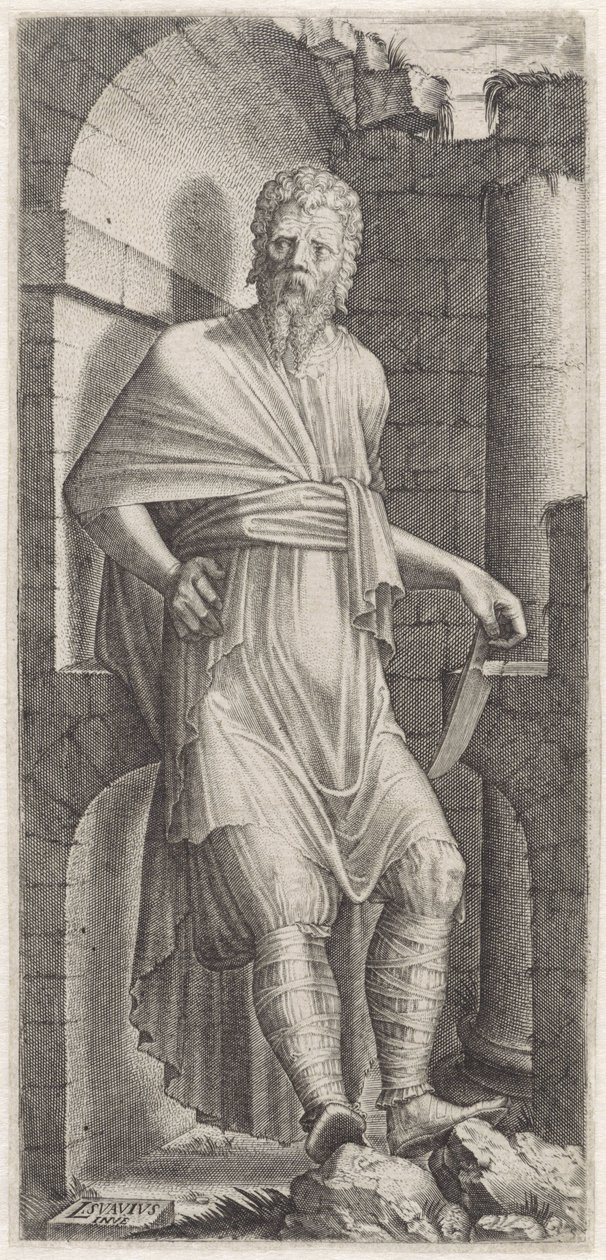 Apostoli Bartolomeus Kristus, kaksitoista apostolia ja Paavali (sarjan nimi) tekijältä Lambertus Suavius