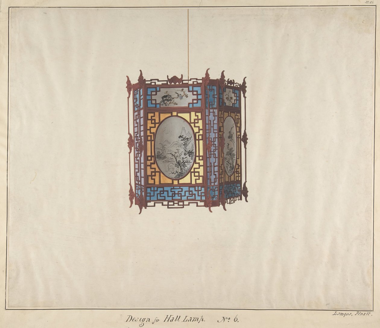 Suunnittelu salivalaisimelle nro 6, n. 1845. tekijältä Lamqua
