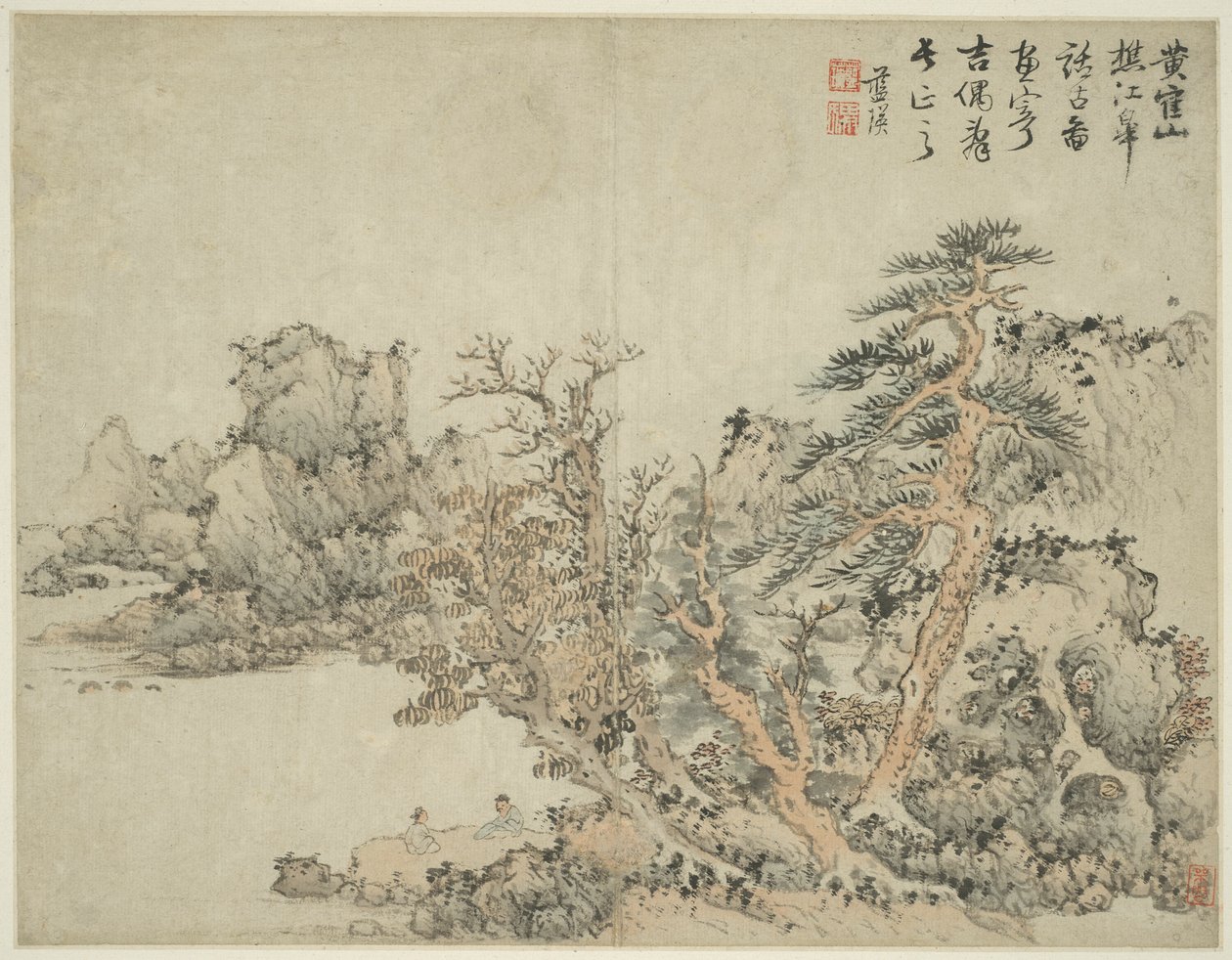 Maisema muinaisten mestareiden tyyliin: Wang Mengin (n. 1308-1385) mukaan tekijältä Lan Ying