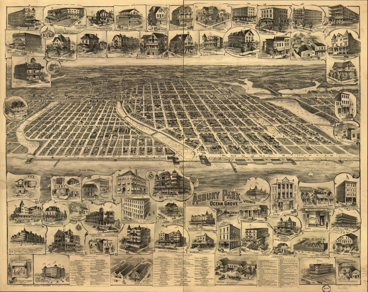 Asbury Park, Ocean Grove ja lähialueet, New Jersey 1897. tekijältä Landis And Hughes