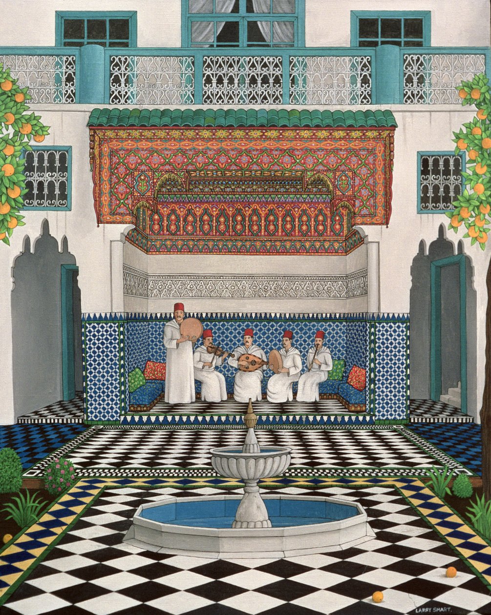 Riad Marrakechissa, 1992 (akryyli kankaalle) tekijältä Larry Smart