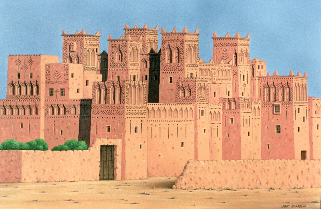 Kasbah, Etelä-Marokko, 1998 (akryyli pellavalle) tekijältä Larry Smart