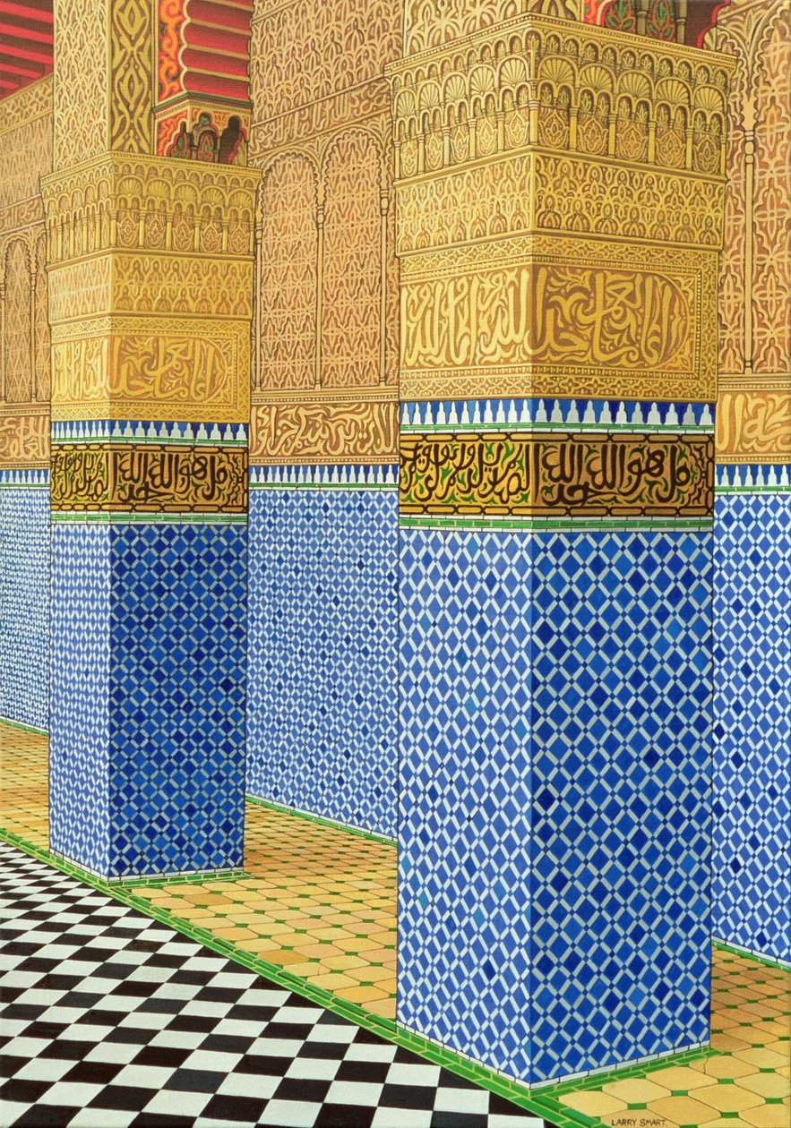 Koraanikoulu, Fez, 1998 (akryyli pellavalle) tekijältä Larry Smart