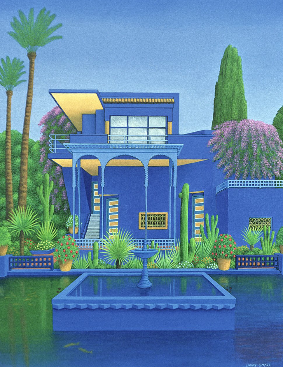 Majorelle Gardens, Marrakech, 1996 (akryyli pellavalle) (katso 186509) tekijältä Larry Smart