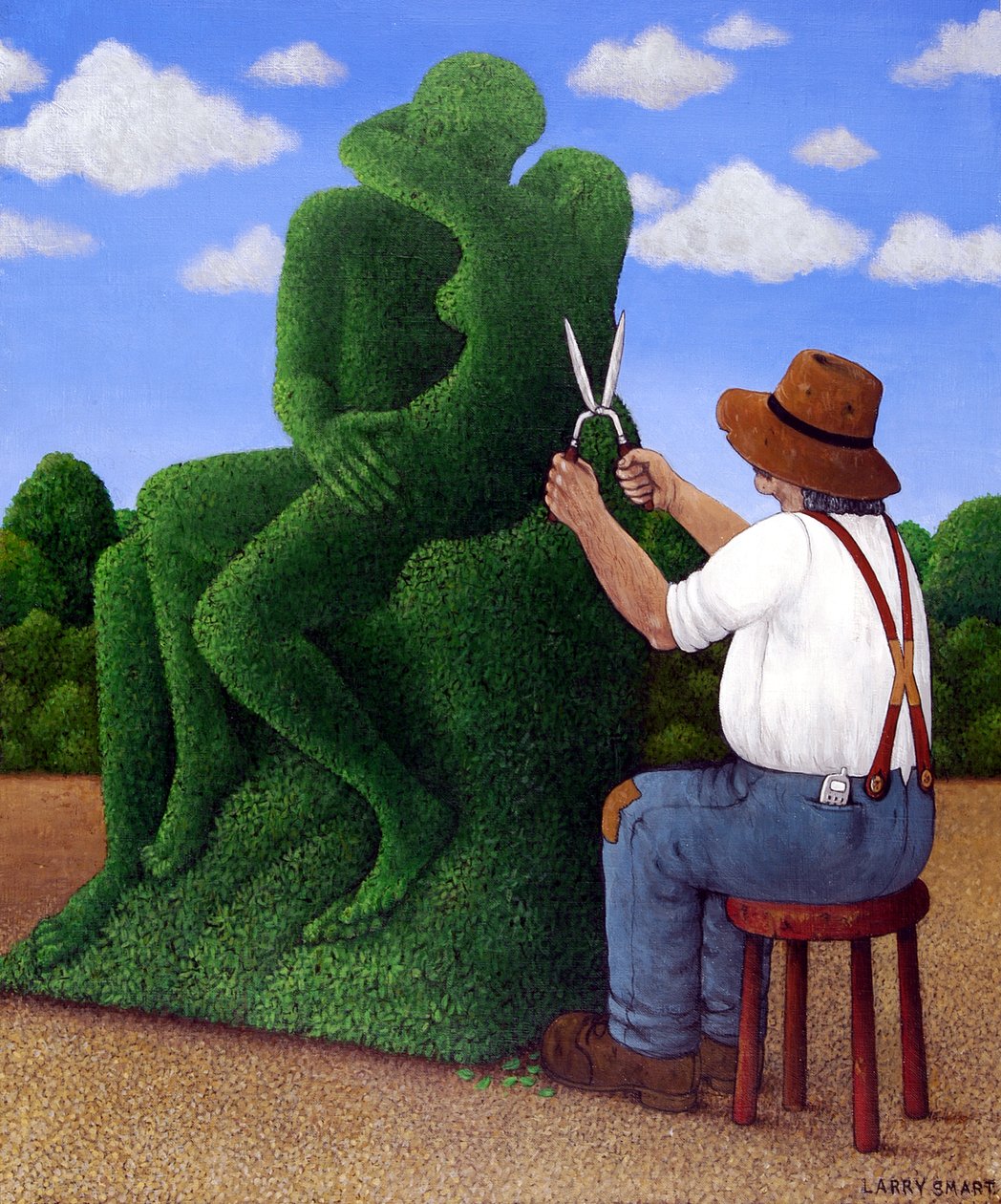 Topiary Kiss (akryyli pellavalle) tekijältä Larry Smart