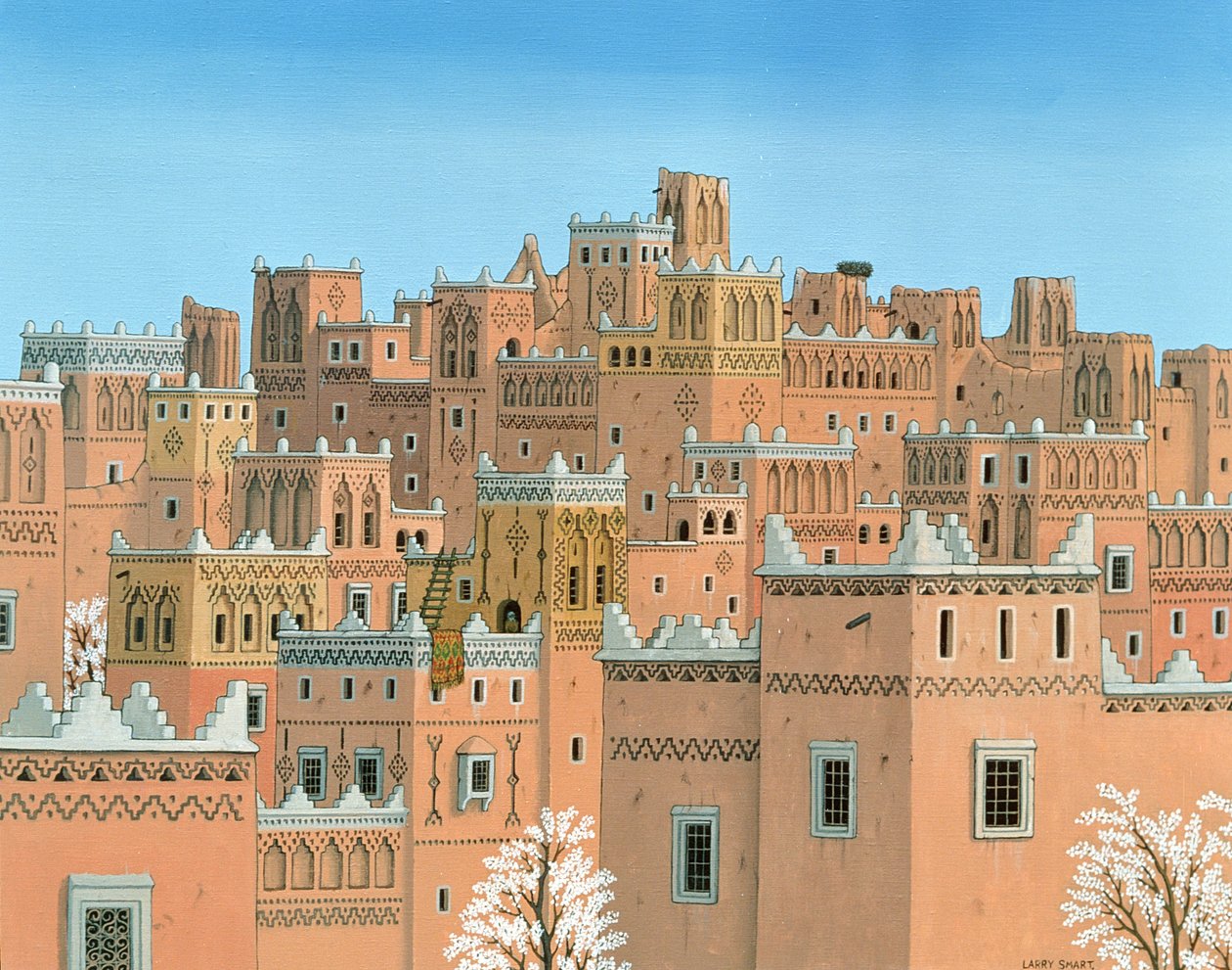 Village, Etelä-Marokko, 1998 (akryyli pellavalle) tekijältä Larry Smart