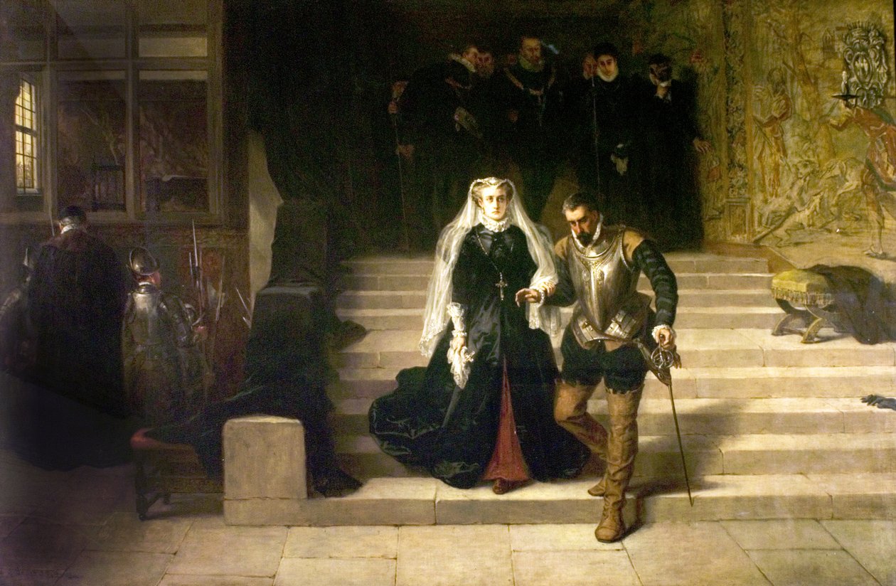 Mary, Skotlannin kuningatar, joka johdetaan teloitukseensa, 1871 tekijältä Laslett John Pott