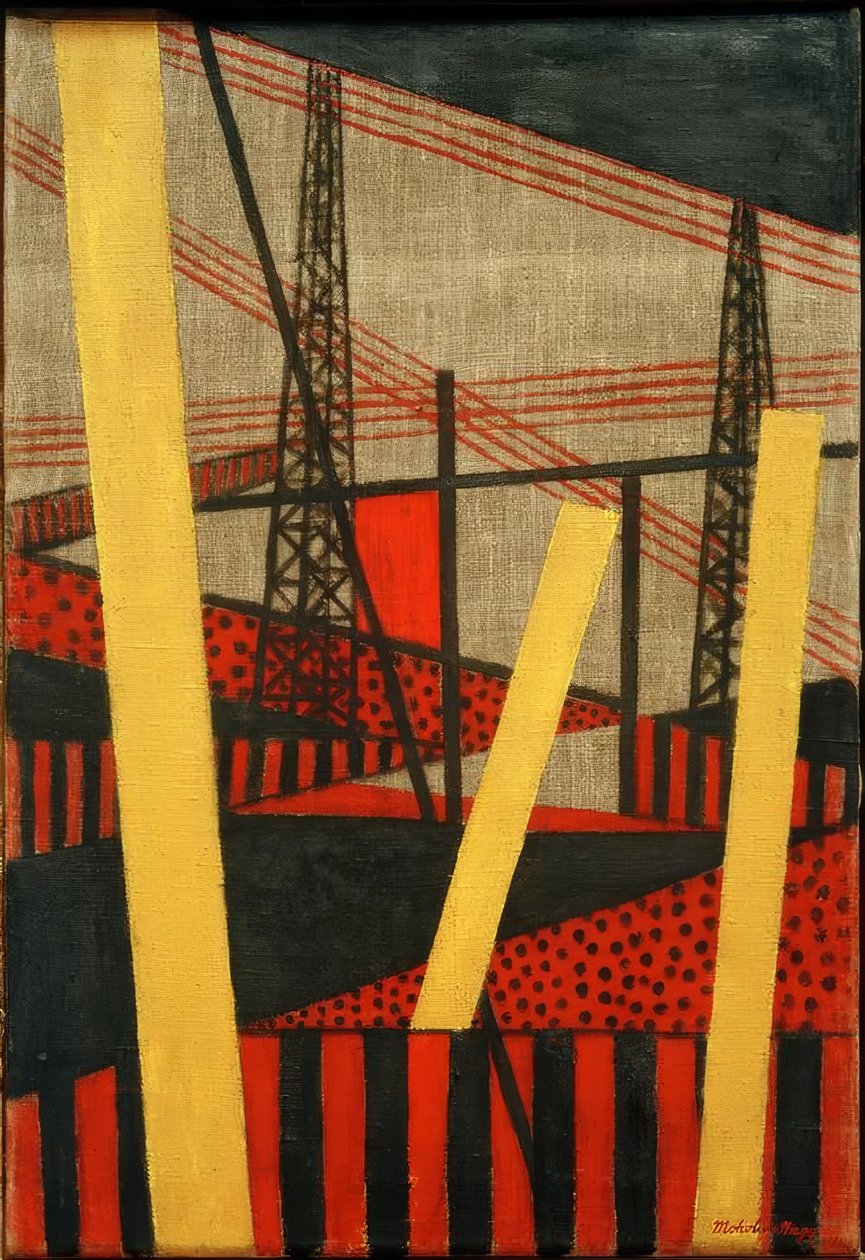 Radio und Eisenbahnlandschaft tekijältä Laszlo Moholy Nagy
