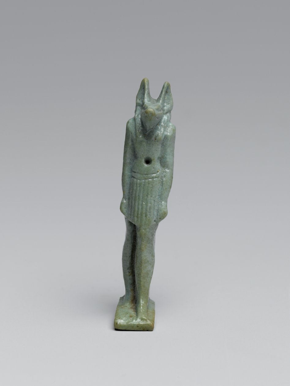 Anubisin seisova hahmo, 665-332 eKr. (lasitettu fajanssi) tekijältä Late Period Egyptian