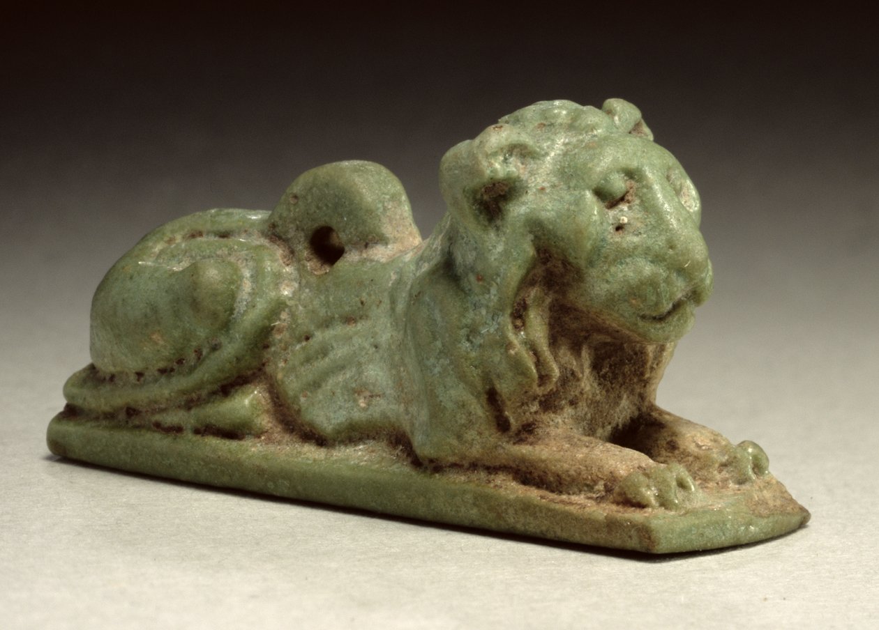 Makaava leijona-amuletti (vihreä fajanssi) tekijältä Late Period Egyptian