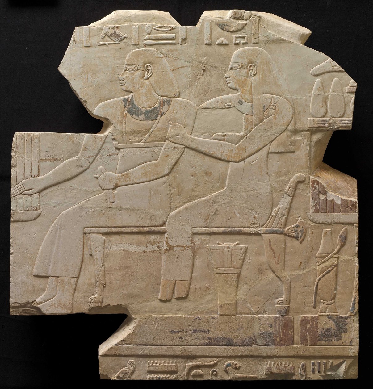 Istuva pariskunta: Mentuemhatin esi-isät, n. 667-647 eaa. tekijältä Late Period Egyptian