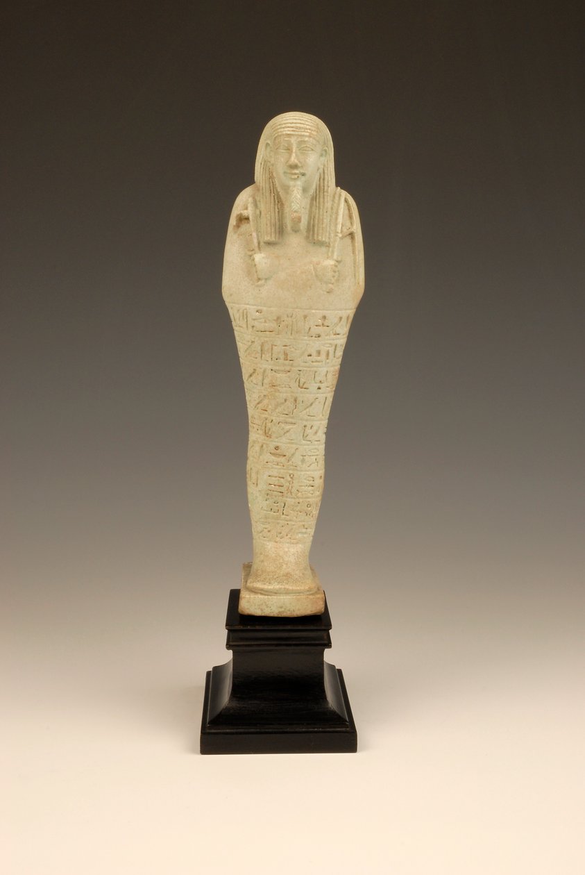 Shabti of Imhotep, 380-342 eKr. (fajanssi ja vihreä lasite) tekijältä Late Period Egyptian