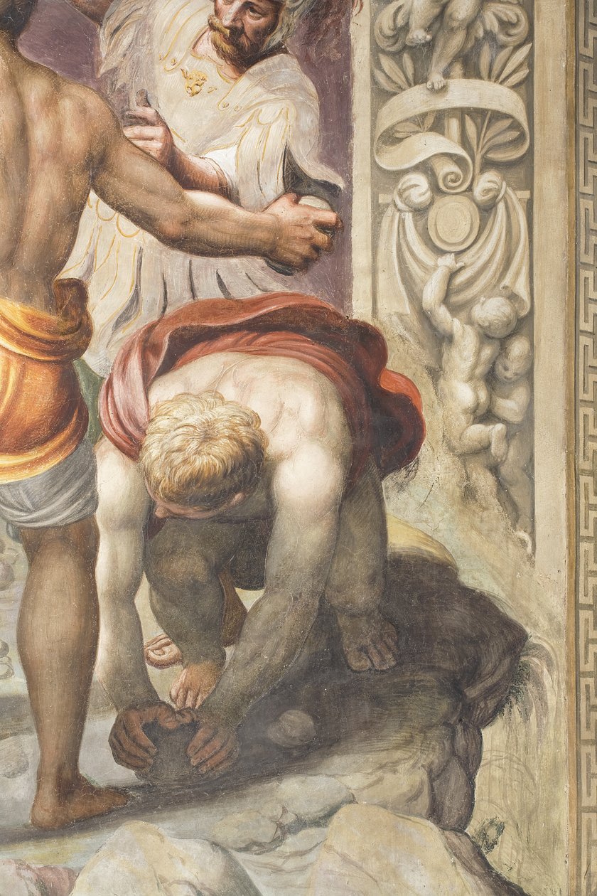 Pyhän Tapanin marttyyrikuolema, yksityiskohta, 1556 tekijältä Lattanzio Gambara