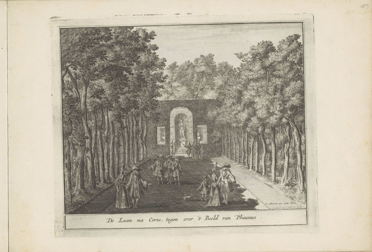 Avenue ja Ceresin patsas Het Loon palatsin puutarhassa Laan na Ceres, vastapäätä Phaunuksen patsasta (otsikko esineessä) Dutch Field Splendor, Of ​​