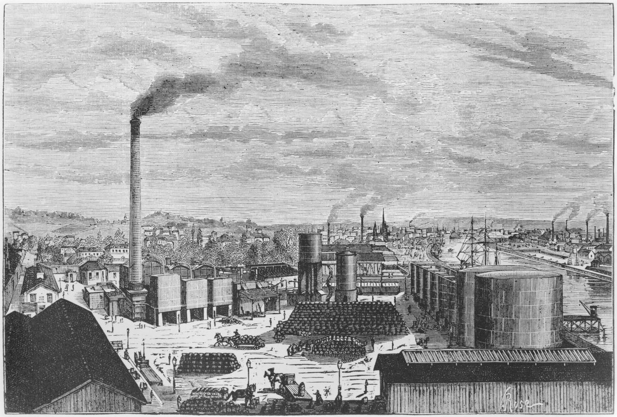 Deutsch Company, Rouenin tehdas, kuvitus Julien Turganin Les Grandes Usinesista, n. 1880 tekijältä Laurent Victor Rose