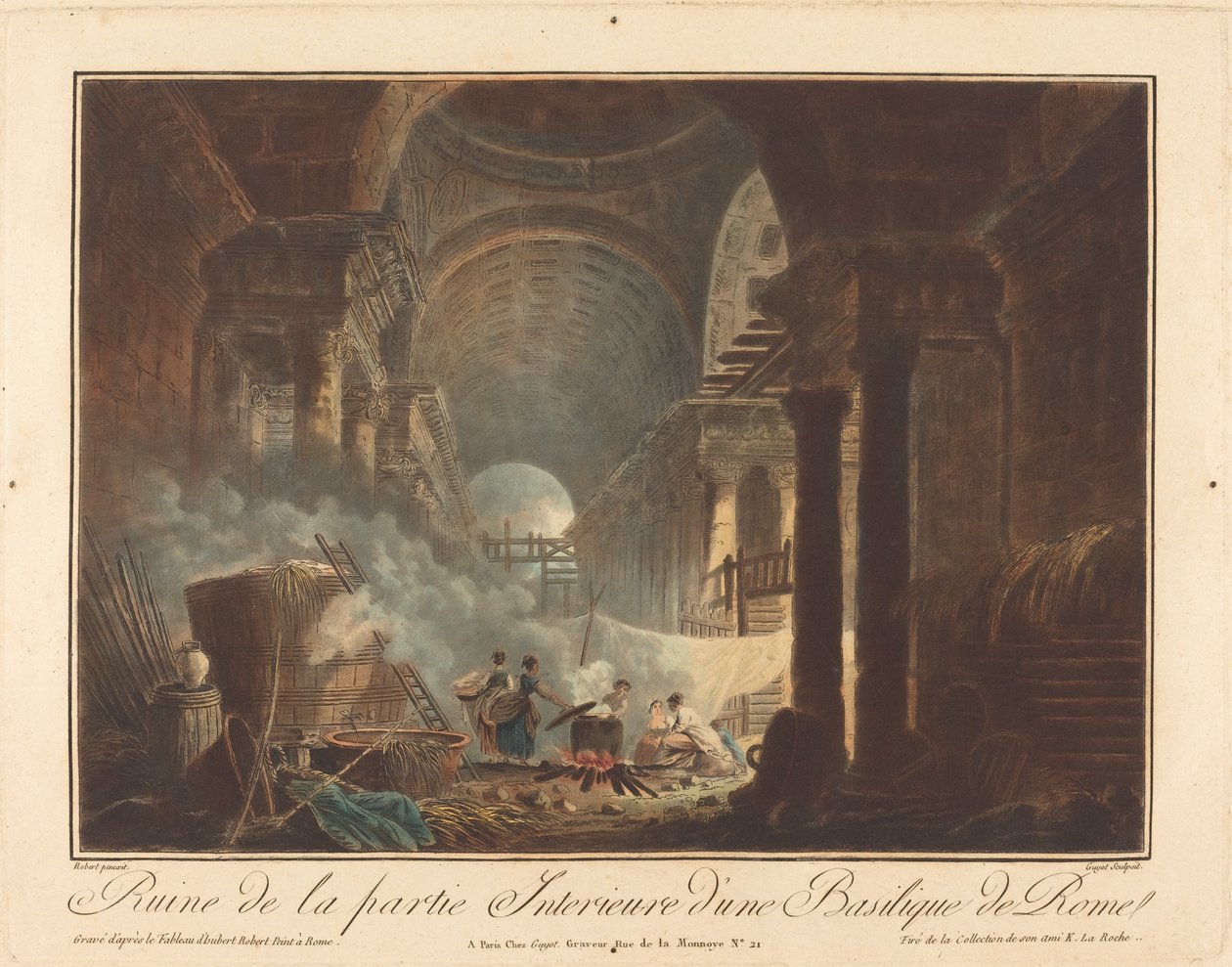 Rooman basilikan sisäosan raunio tekijältä Laurent Guyot after Hubert Robert