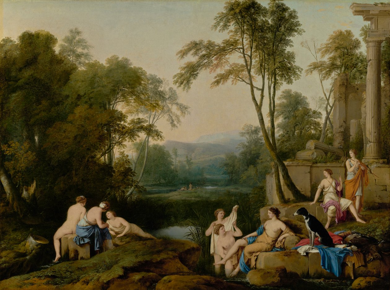 Diana ja hänen nymfinsä maisemassa, 1644 tekijältä Laurent de la Hyre