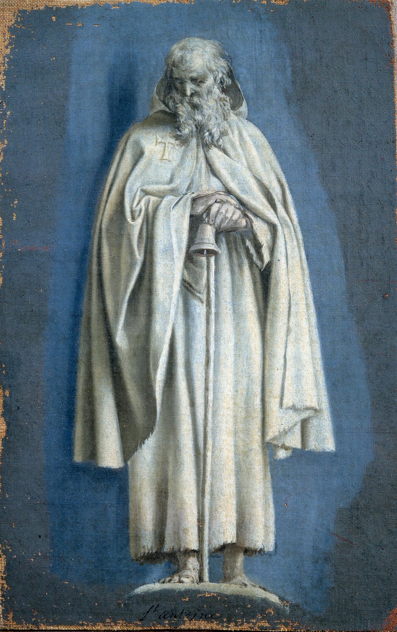 Pyhä Antoine Suuri pitelee kelloa Laurent de La Hyren (1606-1656) 1600-luvun Pariisin camaieu-maalaus kankaalle. Louvren taidemuseo tekijältä Laurent de la Hyre