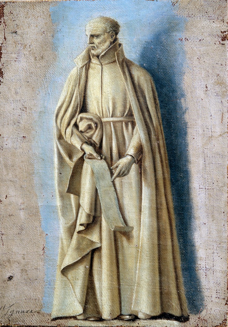 Pyhä Ignace kädessään kirjakääröä, joka sisältää hänen järjestyksensä säännöt Laurent de La Hyren (1606-1656) maalaus camaieu-kankaalle 1600-luvun su. 0,33 x 0,23 m Pariisi. Louvren taidemuseo tekijältä Laurent de la Hyre