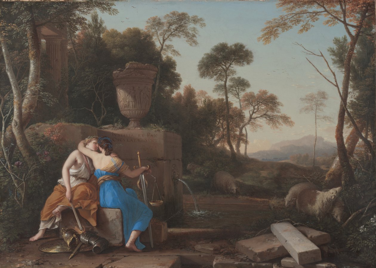 Rauhan ja oikeuden suudelma, 1654 tekijältä Laurent de la Hyre