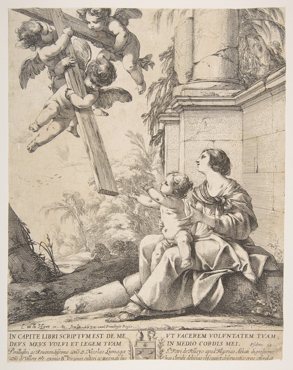 Neitsyt ja lapsi enkelien kanssa, 1639. tekijältä Laurent de la Hyre