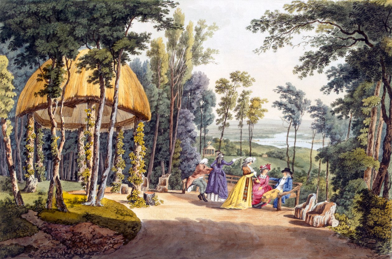 Näkymä Reisenburgin temppelille, Cobenzlin kreivin palatsille, 1790-luku tekijältä Laurenz Janscha