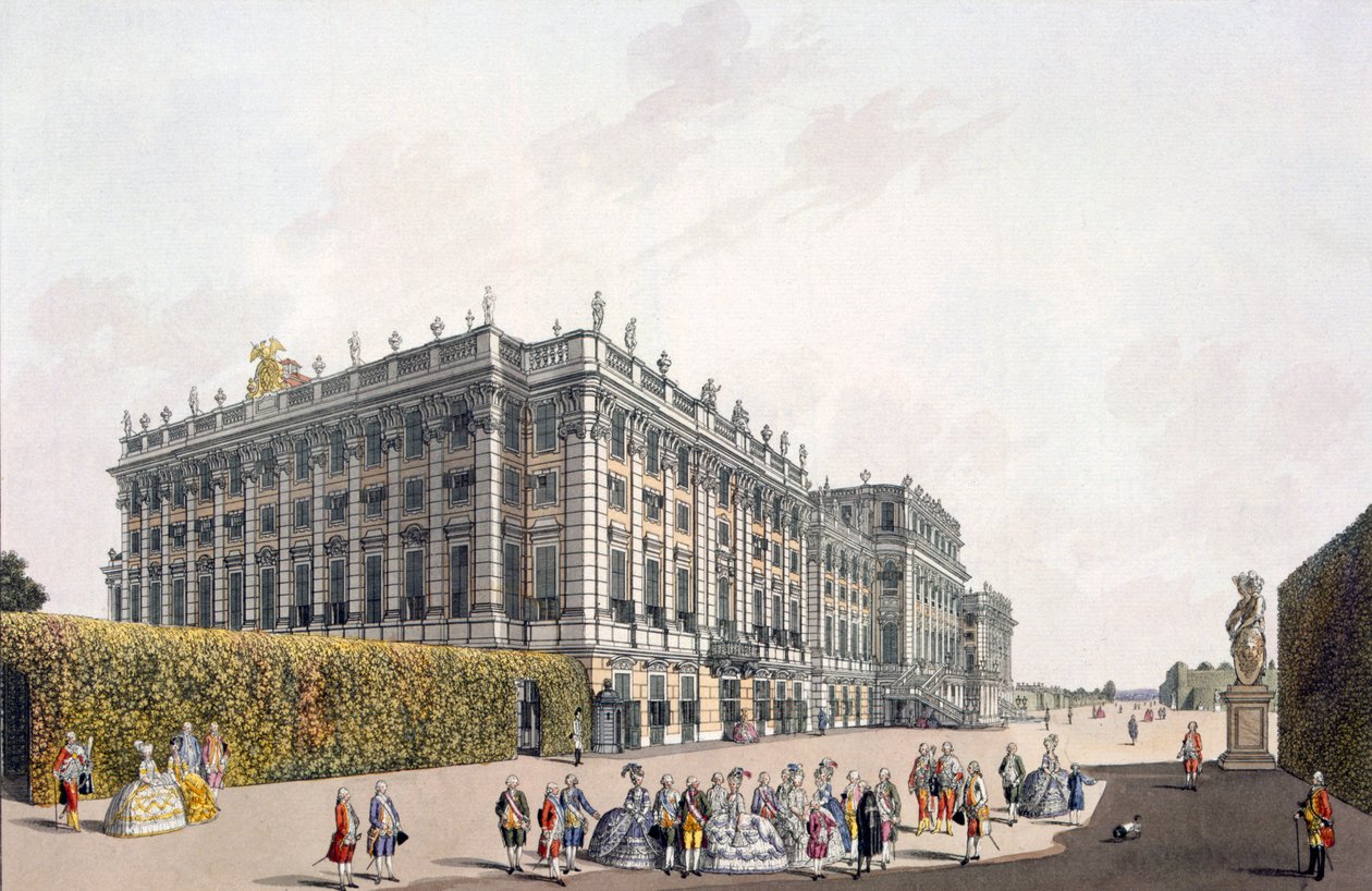 Näkymä Schönbrunnin palatsille, Wien, 1792 tekijältä Laurenz Janscha
