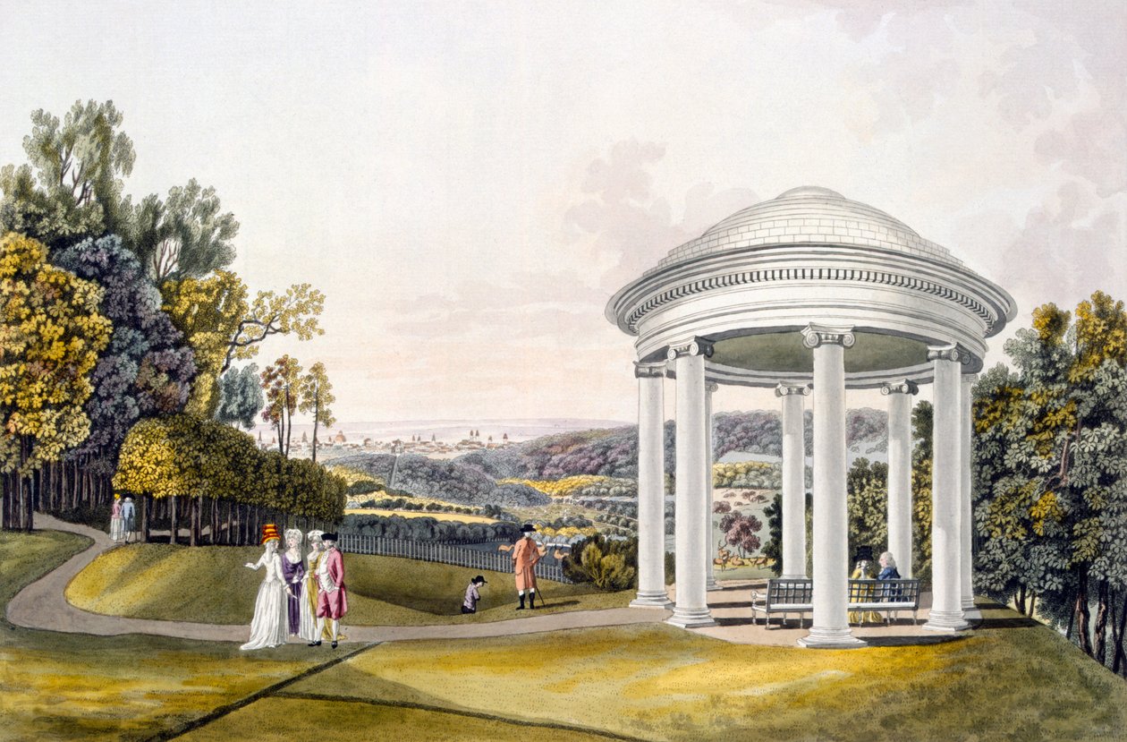 Näkymä puistoon Neu-Waldegissa, Dornbachissa, Wienissä, 1792 tekijältä Laurenz Janscha