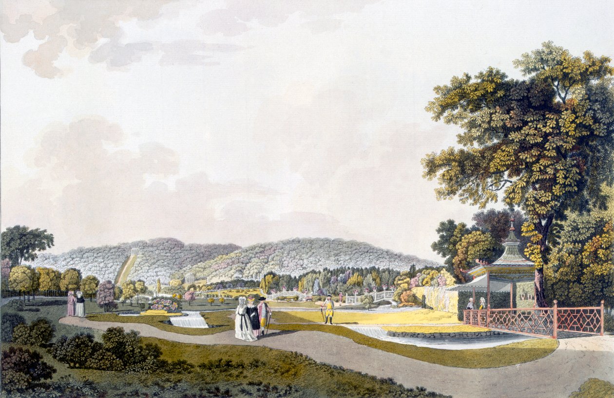 Näkymä Neu-Waldegin puistoon, Dornbach, Wien, 1792. tekijältä Laurenz Janscha