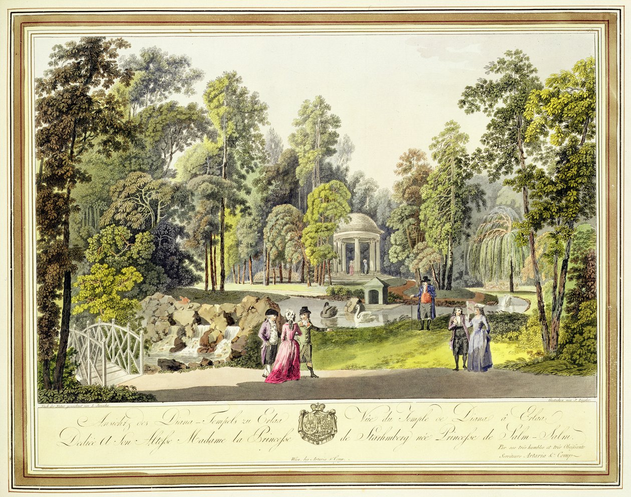 Näkymä Dianan temppelistä Erlawissa, kaiverrettu Johann Ziegler (n. 1750-n. 1812), noin 1790-luku tekijältä Laurenz Janscha