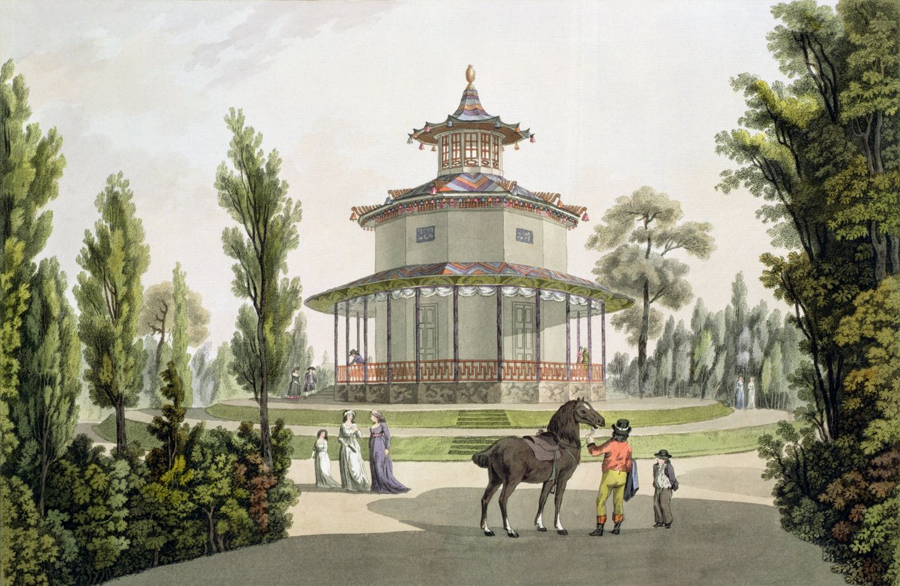 Näkymä kiinalaisesta kesämökistä, Lichtensteinin palatsista Eisgrubissa, kaiverrus Johann Ziegler (n. 1750-n. 1812), 1792 tekijältä Laurenz Janscha