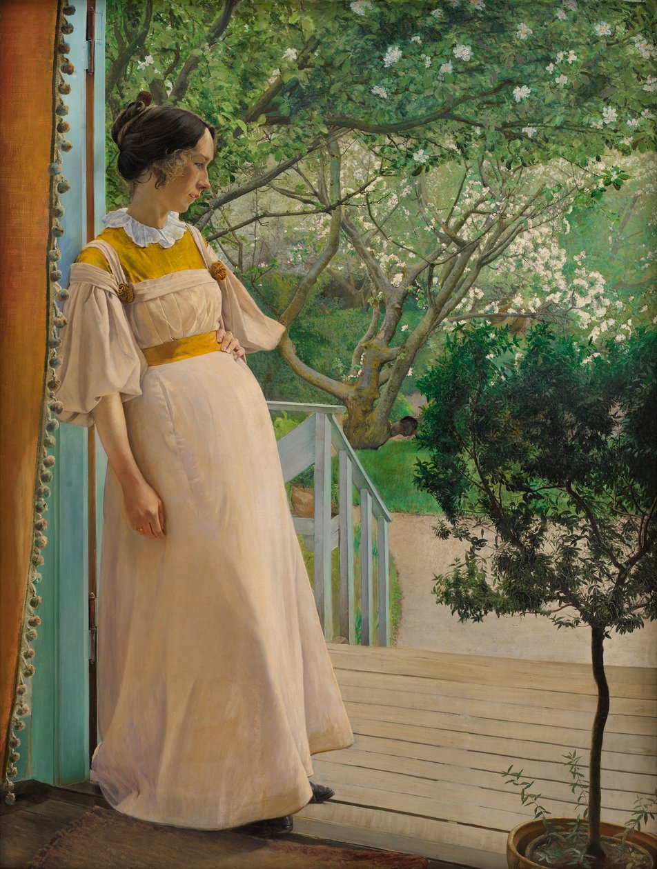 Puutarhan ovessa. Taiteilijan vaimo, 1897. tekijältä Laurits Andersen Ring