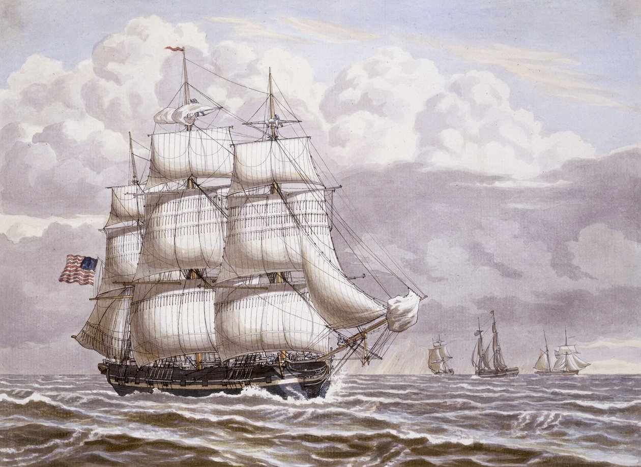 Amerikkalainen fregatti purjeen alla, muilla toimituksilla, 1832 tekijältä Lauritz Rasmus Lyngbye