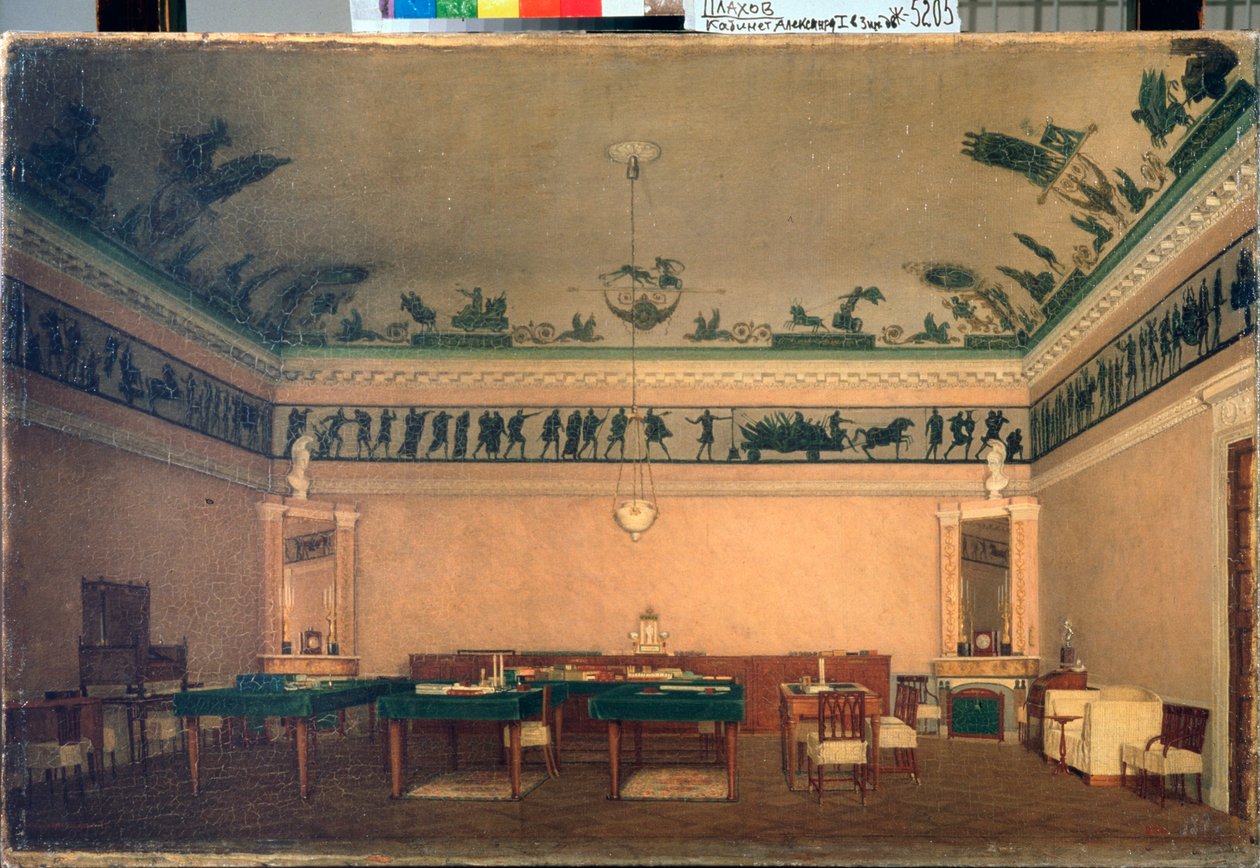 Keisari Aleksanteri I:n (1777-1825) tutkimus - Keisari Aleksanteri I:n tutkimus - Lavr Kuzmich Plakhovin (1810-1881) maalaus, öljy kankaalle tekijältä Lavr Kuzmich Plakhov
