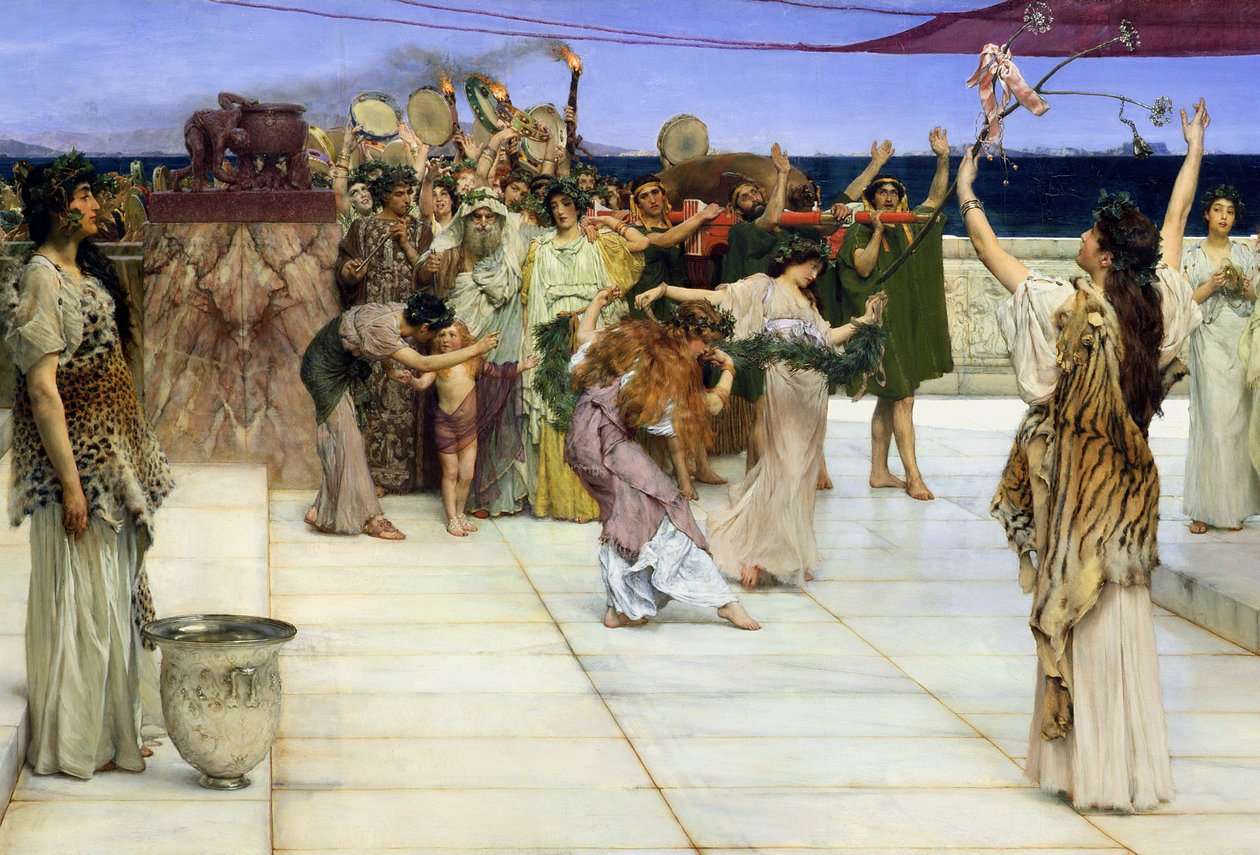 Omistus Bacchukselle, 1889 (yksityiskohta 141017) tekijältä Lawrence Alma Tadema