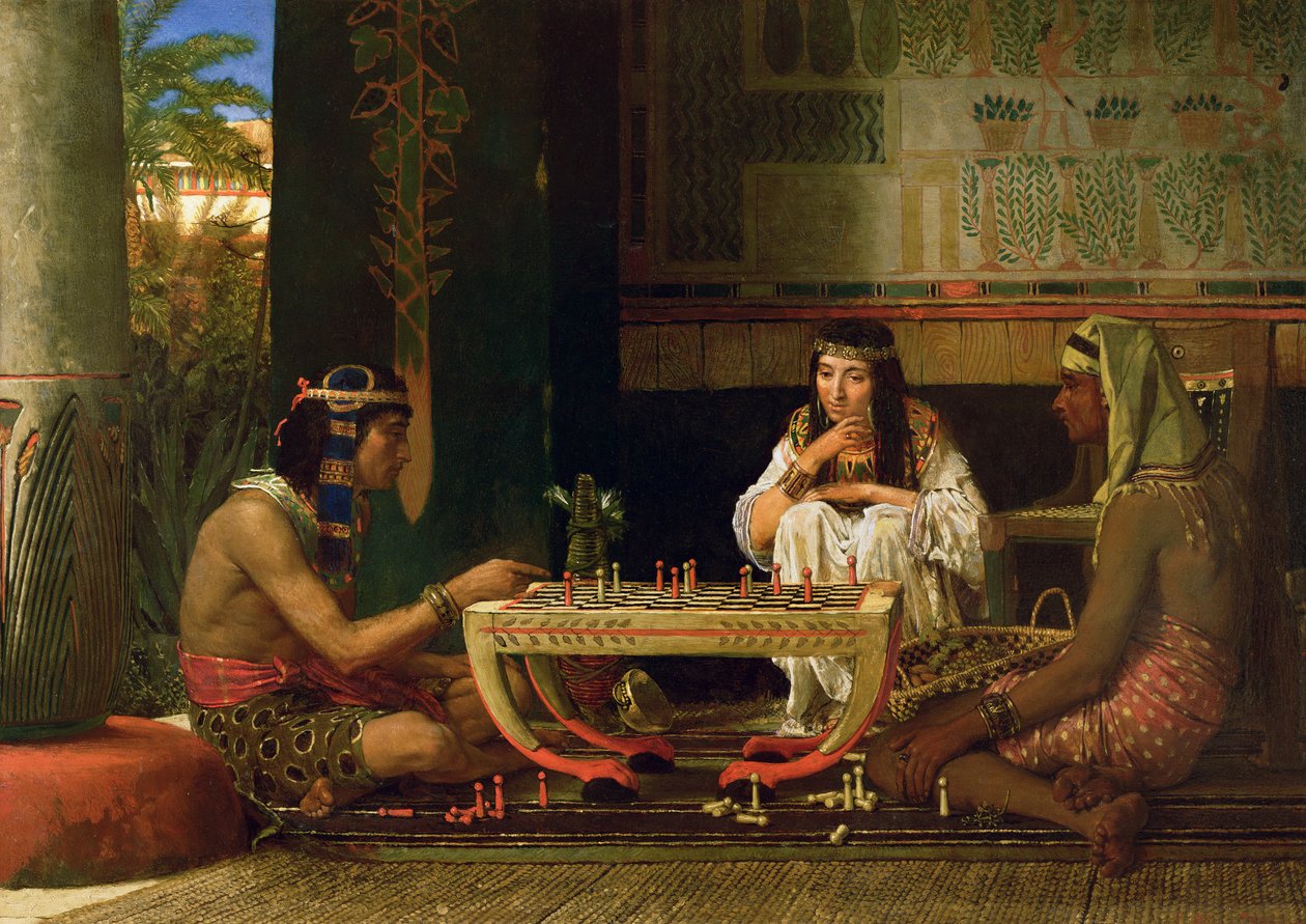 Egyptiläiset shakinpelaajat, 1865 tekijältä Lawrence Alma Tadema