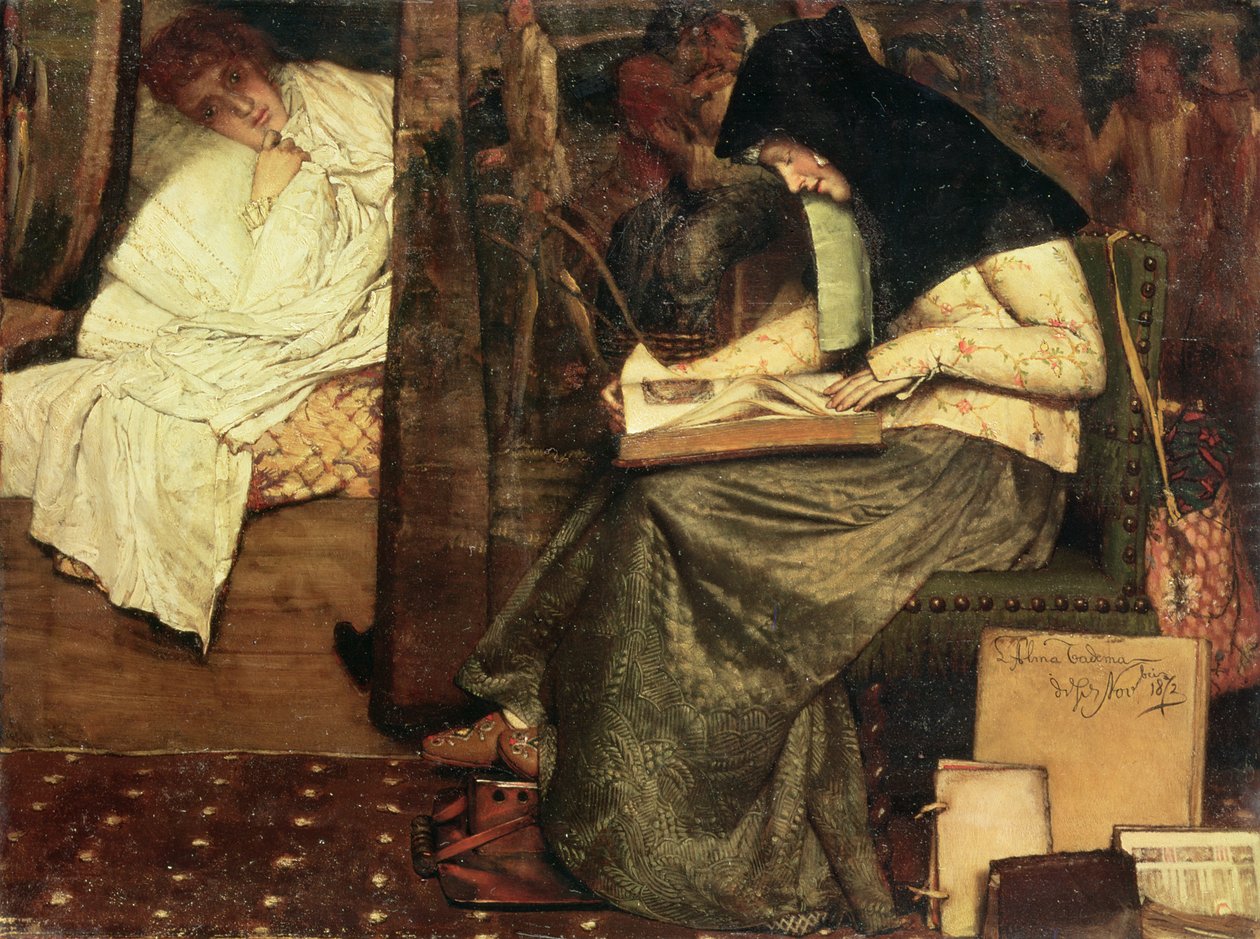 Huonekalut ja erilaiset esineet 1100- ja 1300-luvuilta tekijältä Lawrence Alma Tadema