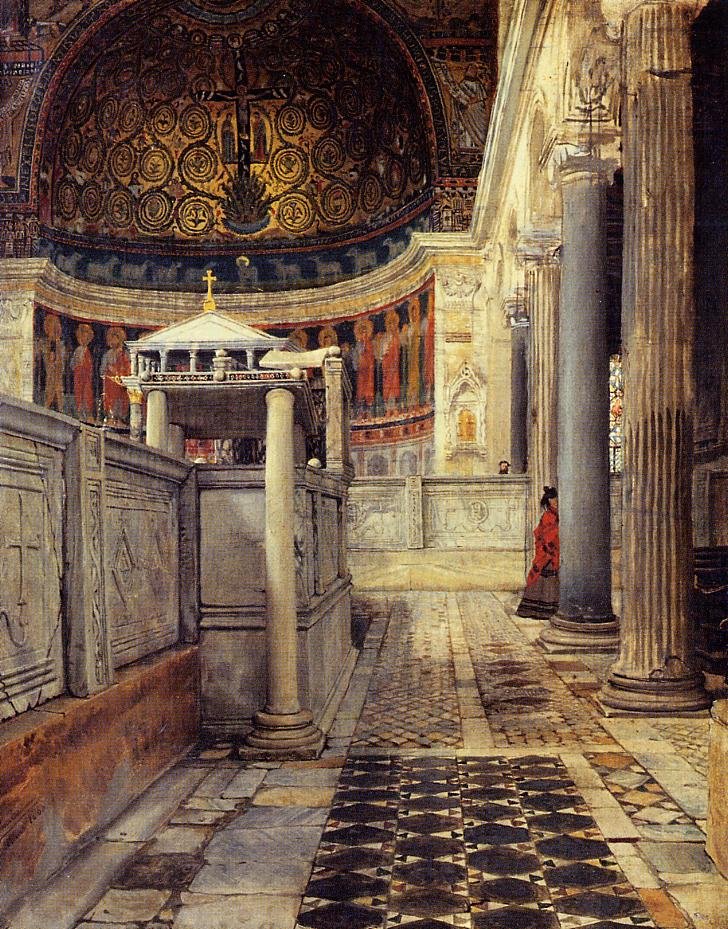 Interno della chiesa di San Clemente, Roman tekijältä Lawrence Alma Tadema