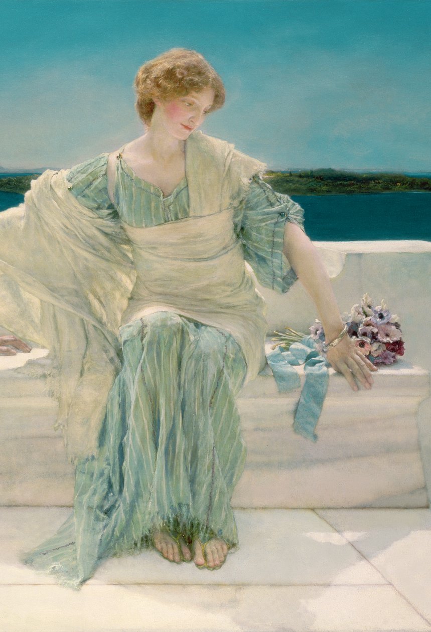 Älä kysy minulta enempää, 1906 öljy kankaalle yksityiskohta 15116 tekijältä Lawrence Alma Tadema