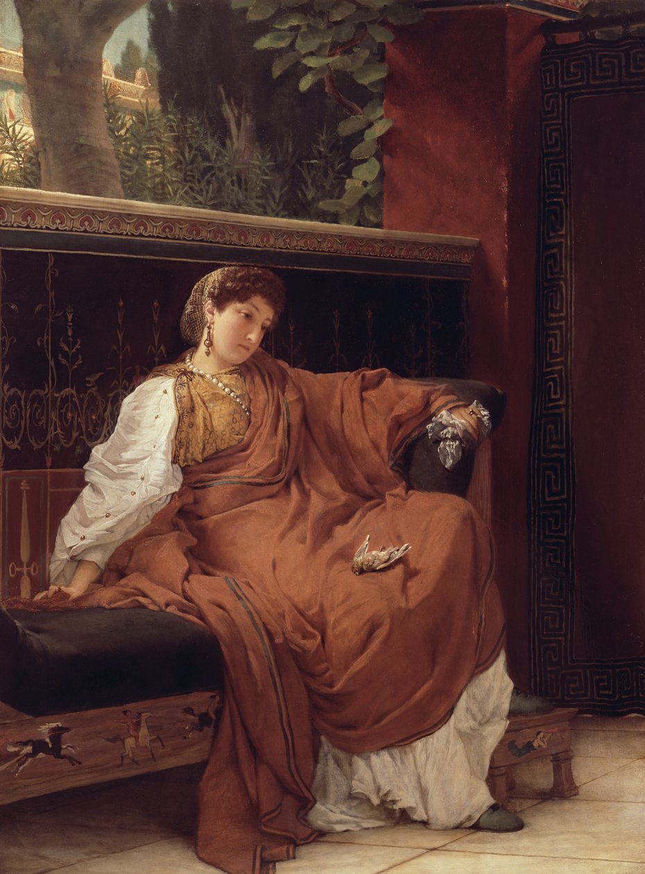 Lesbia itkemässä varpusta, 1866 tekijältä Lawrence Alma Tadema