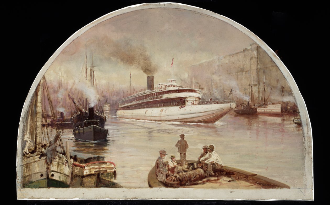 Chicago-joki Lake Street Bridgessä, 1900 tekijältä Lawrence Carmichael Earle