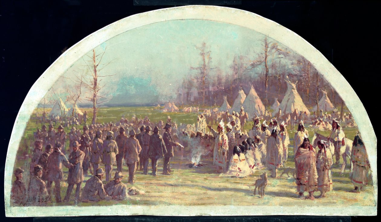 Potawatomien viimeinen neuvosto, 1833, 1900 tekijältä Lawrence Carmichael Earle