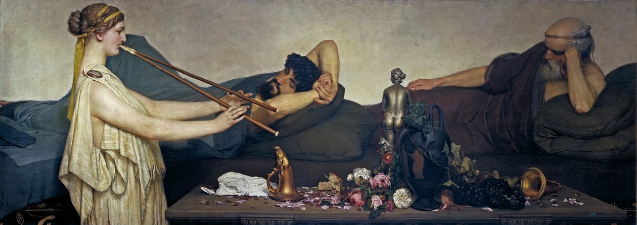 Pompeian kohtaus tai Siesta - Sir Lawrence Alma Tadema (Alma-Tadema) maalaus (1836-1912) - 1868 - Öljy kankaalle - 130x360 - Museo del Prado, Madrid tekijältä Lawrence Alma Tadema