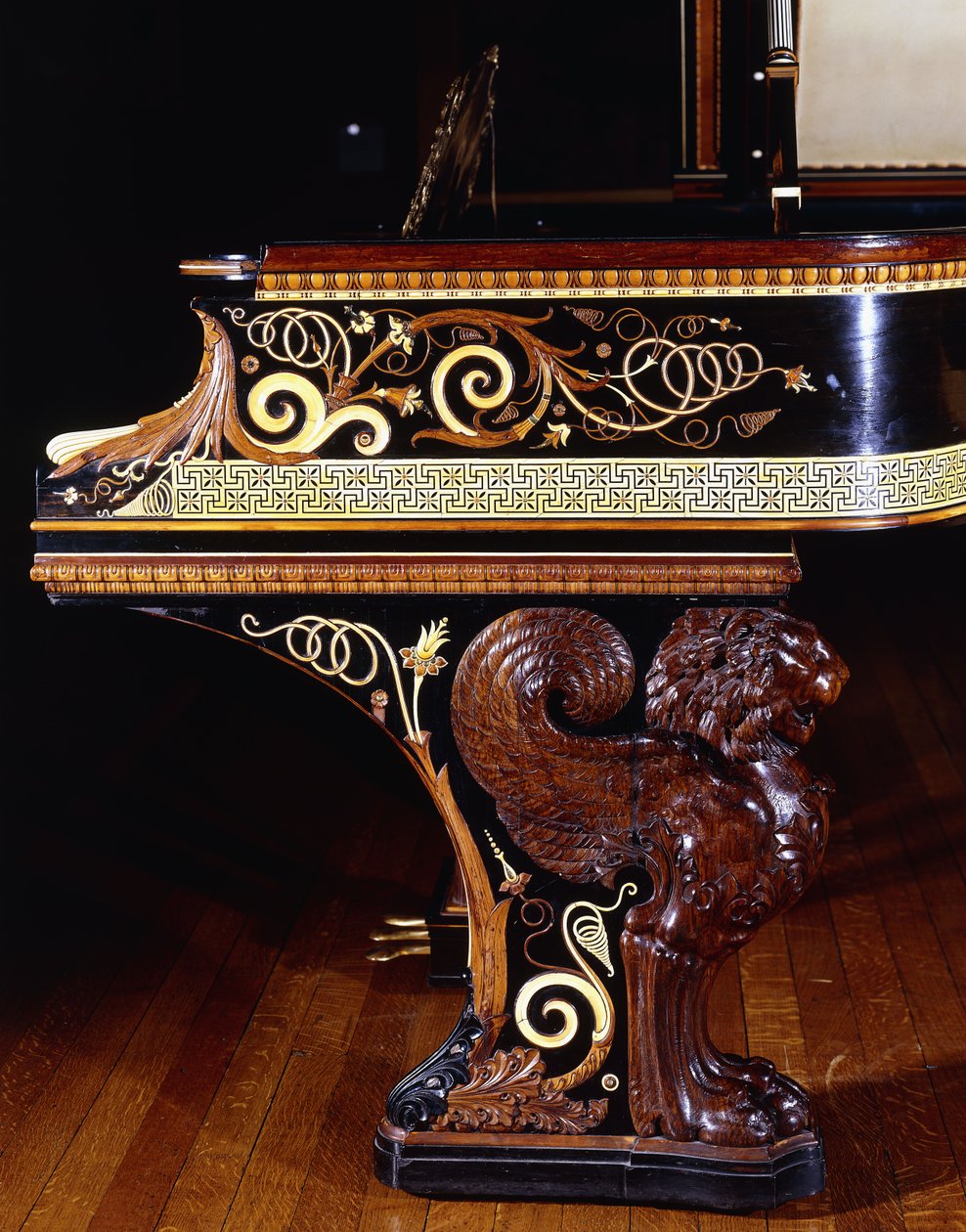 Sir Lawrence Alma-Tademan suunnittelema erittäin tärkeä pianoforte, Steinway New Yorkin toiminta. Rakennettu vuonna 1887, 1887 tekijältä Lawrence Alma Tadema