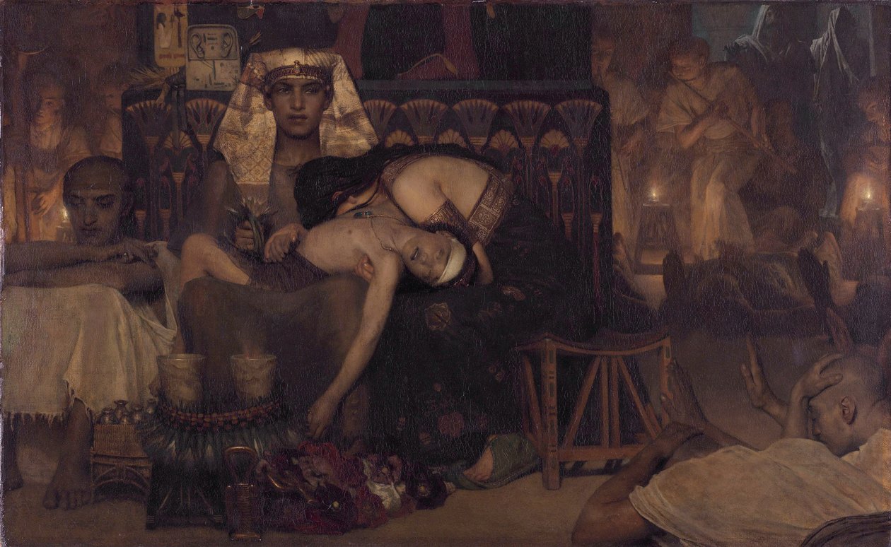 Dutch: Faraon esikoispojan kuolema (2. Moos. 12:29) Faraon esikoispojan kuolema (2. Moos. 12:29) tekijältä Lawrence Alma Tadema