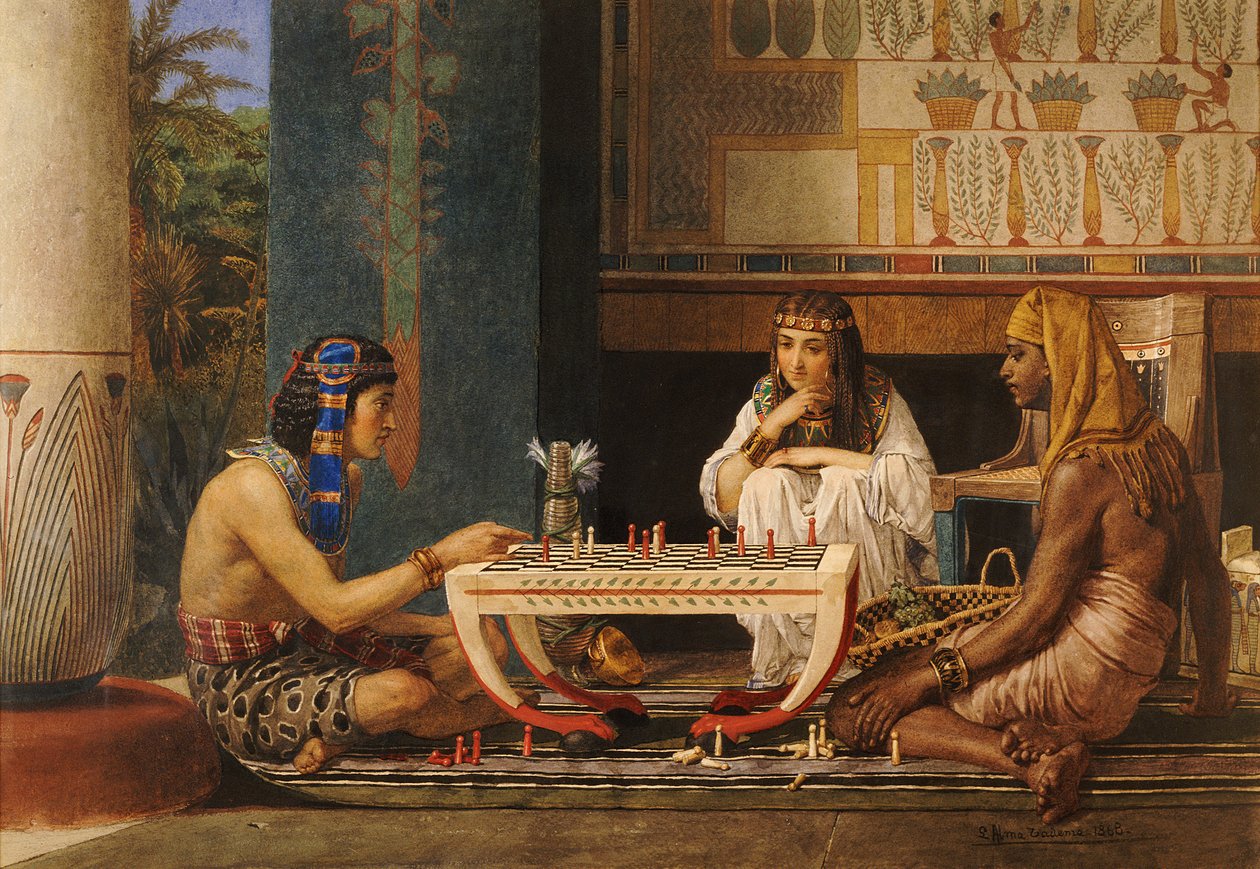 Egyptiläiset shakinpelaajat, 1868 tekijältä Lawrence Alma Tadema